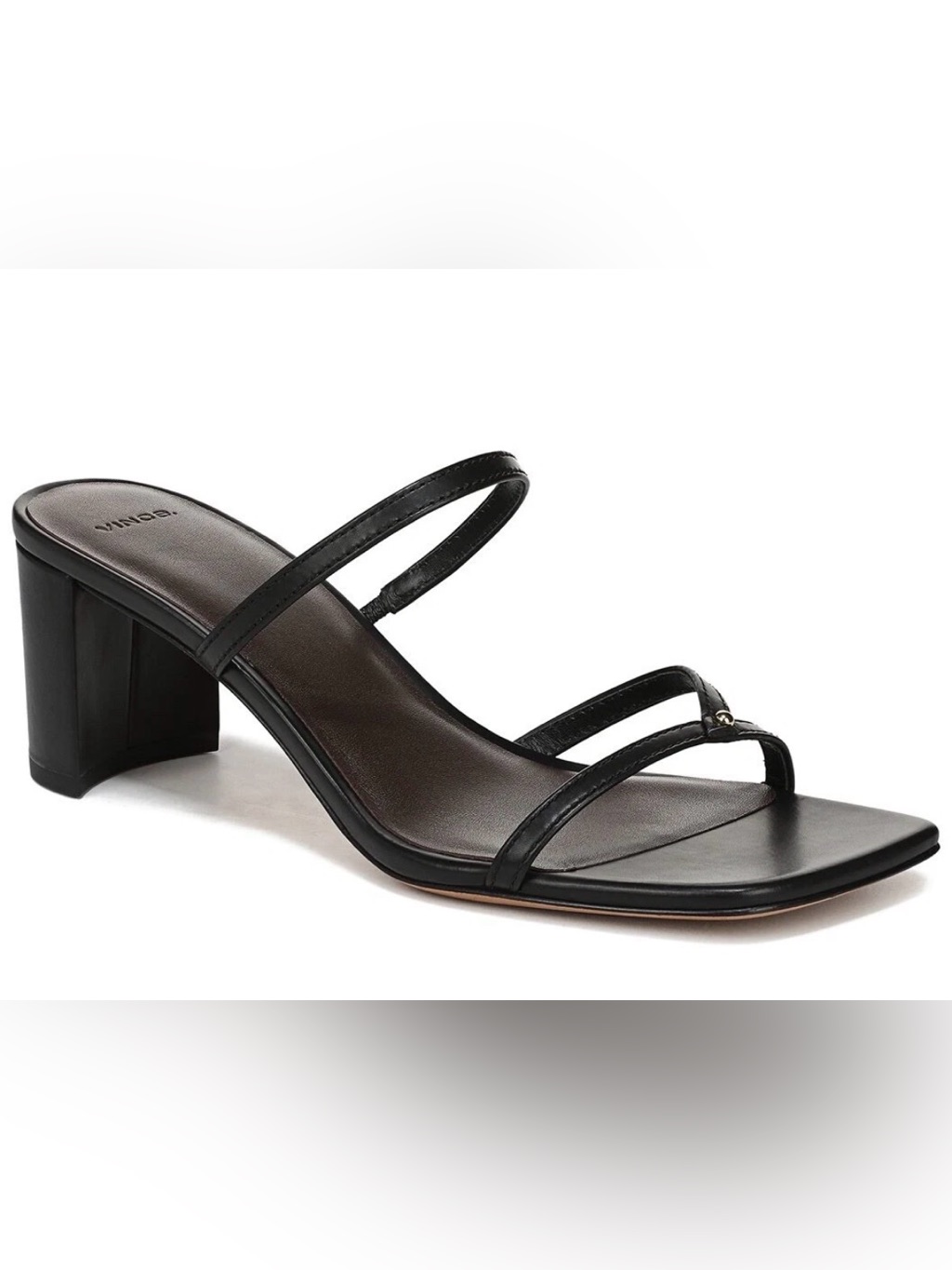 Vince Black Triple-Strap Block Heel Sandal